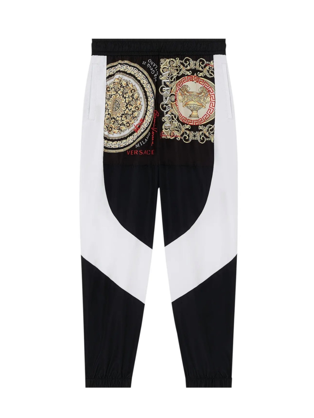 NWT Versace Barocco Mosaic Motif Jogger Pants in Black/White IT 48 / US 38 or M